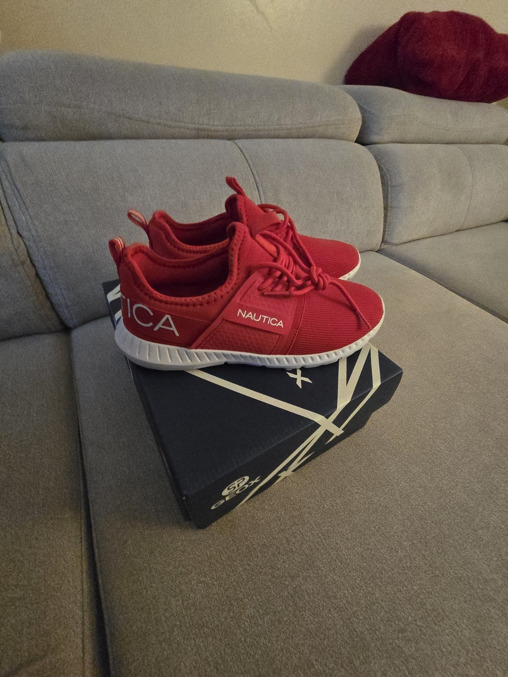 Nautica Kids Red Slip-On Athletic Sneakers with White Sole